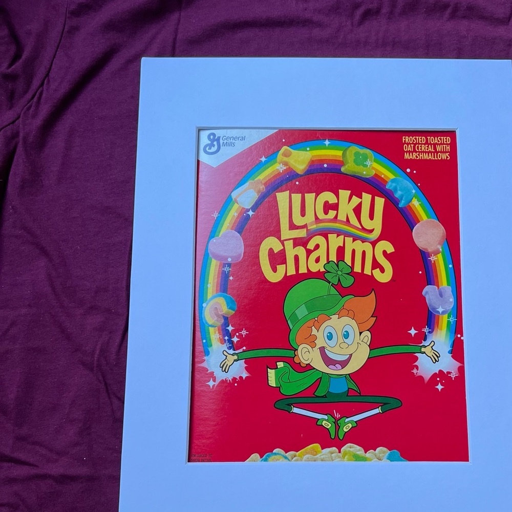 Lucky Charms cereal Art matted breakfast leprechaun